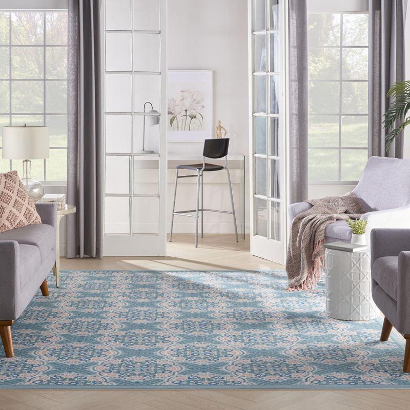 Floral Blue Outdoor Area Rug