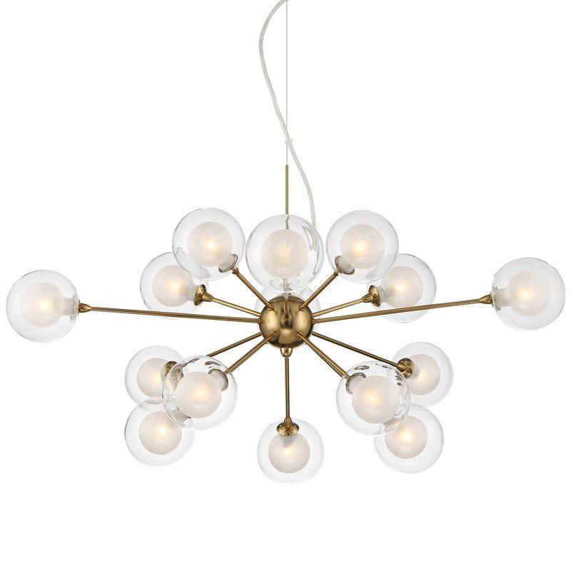 Antique Brass 30" Sputnik Chandelier with Frosted Glass Shades