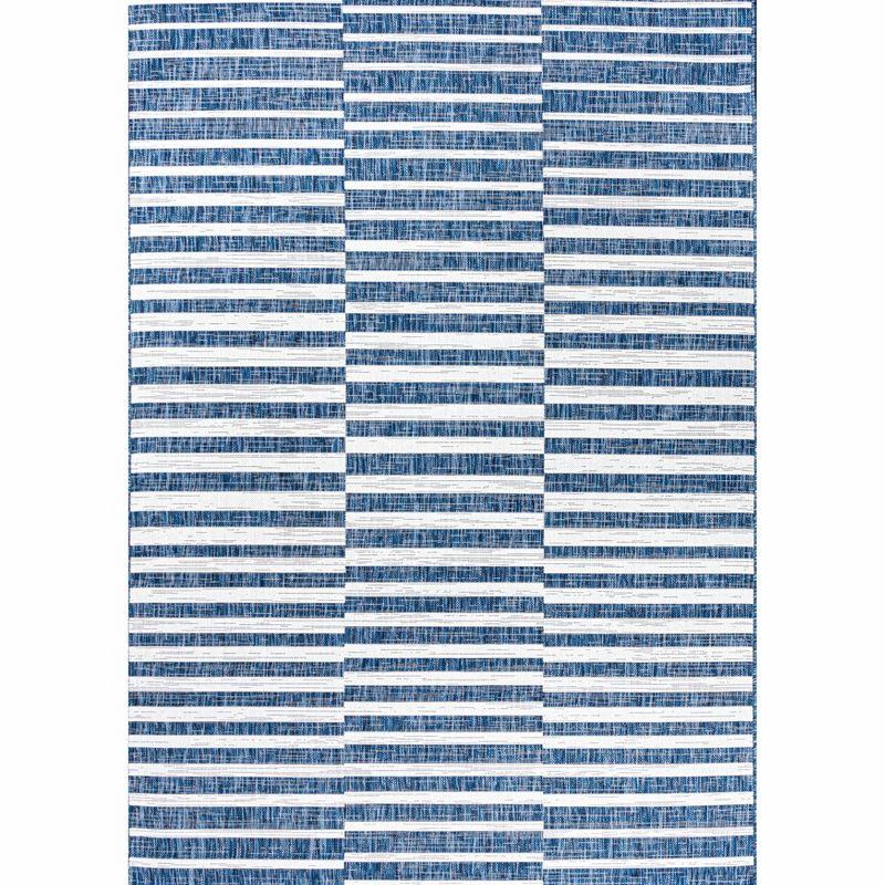 3'x5' Sukie Modern Offset Stripe Indoor/Outdoor Area Rug, Blue/Ivory - JONATHAN Y