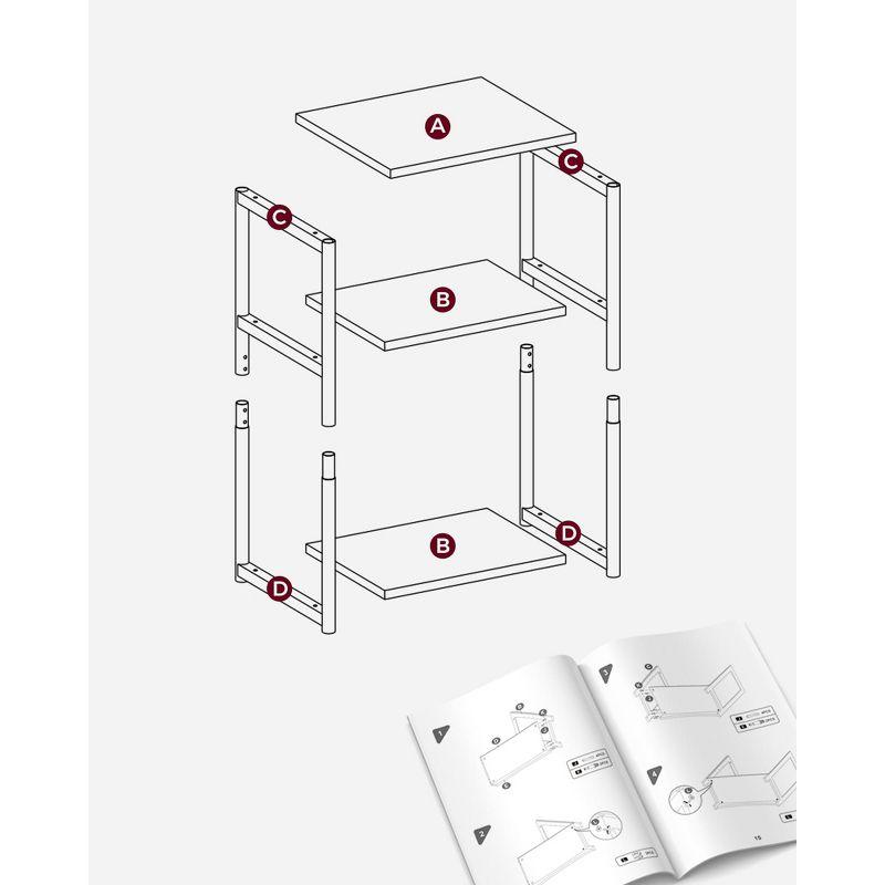VASAGLE Side Table, Small End Table, Tall Nightstand for Living Room, Bedroom, Office, Bathroom, Misty Gray and Classic Black