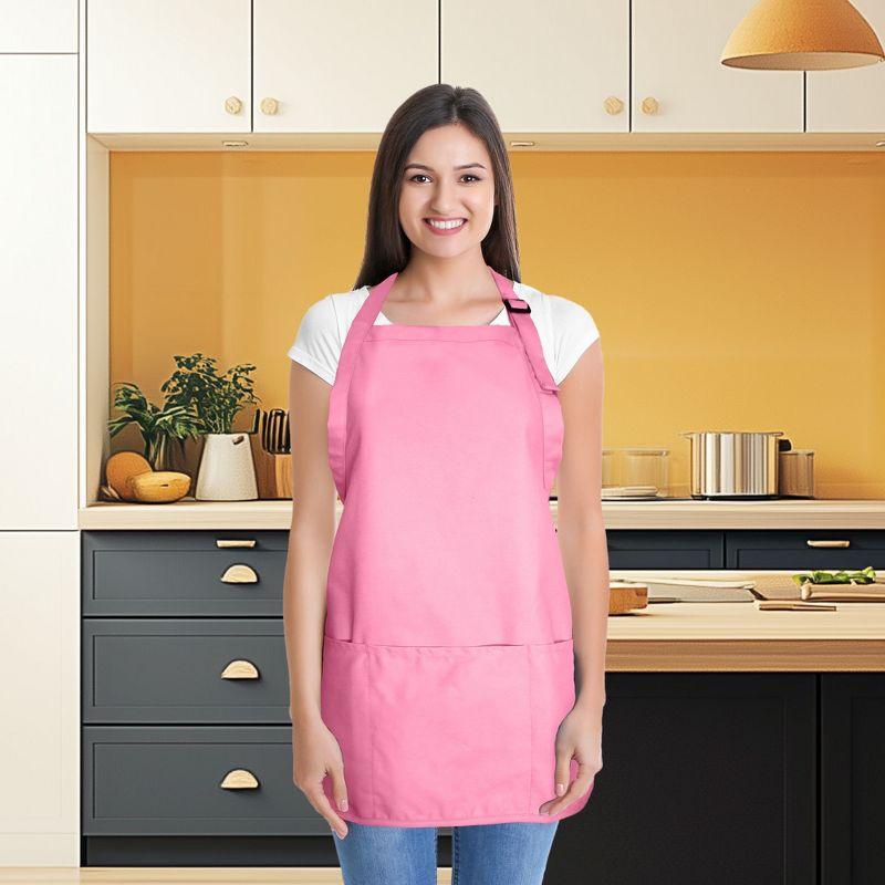 Dalix Waist Aprons Commercial Restaurant Home Bib Spun Poly Cotton Kitchen (3 Pockets) in Purple