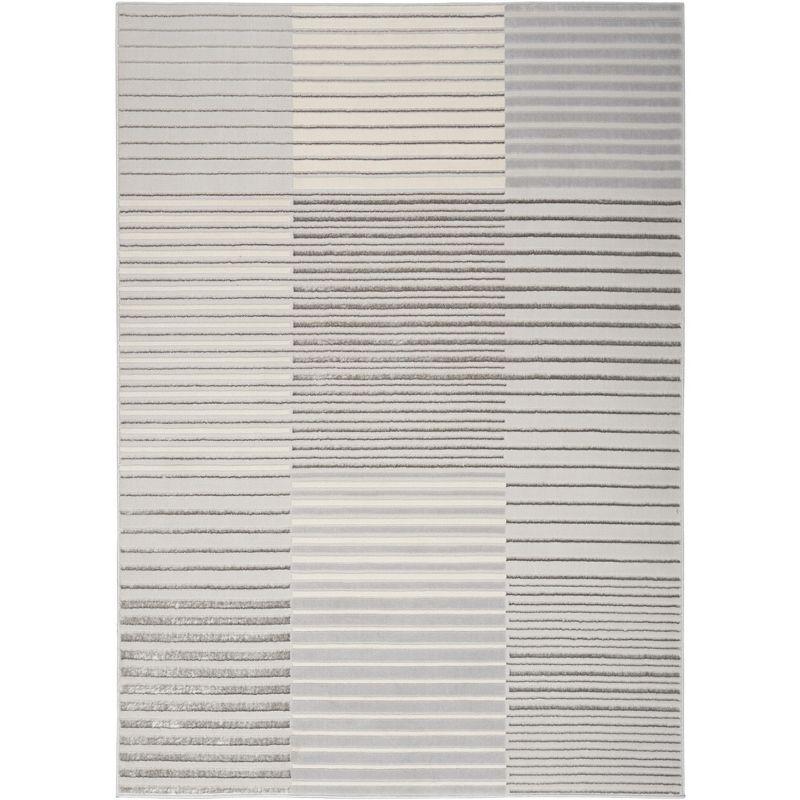 Brushstrokes Abstract Machine Woven Polypropylene/Polyester Area Rug in Gray