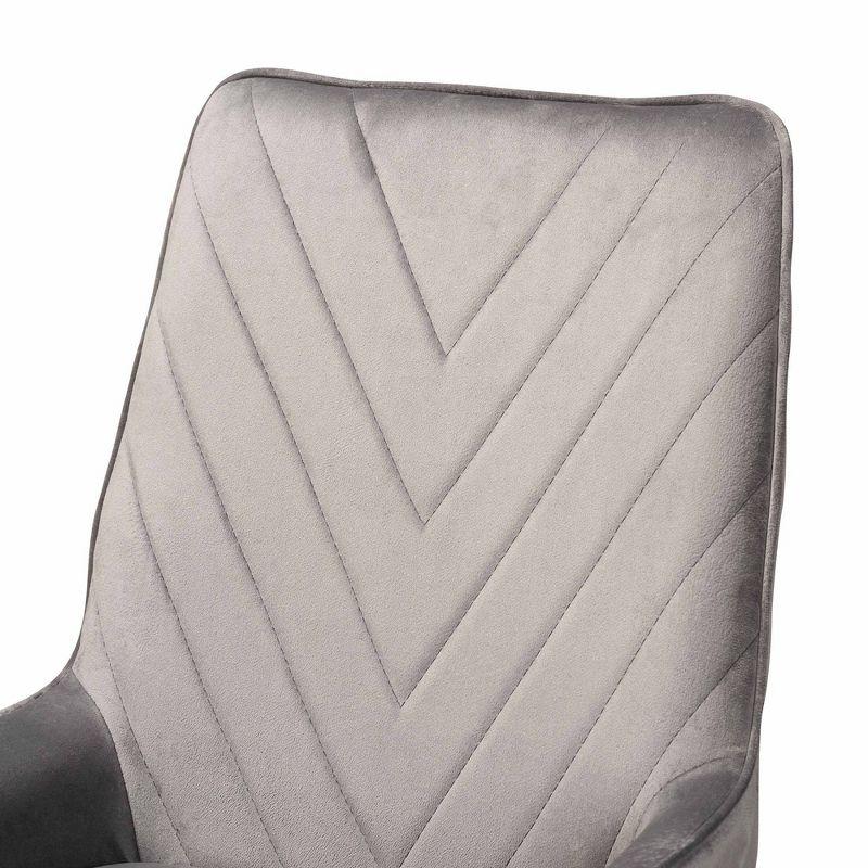 2pc Priscilla Velvet Fabric Upholstered Metal Dining Chair Set Gray/Gold - Baxton Studio