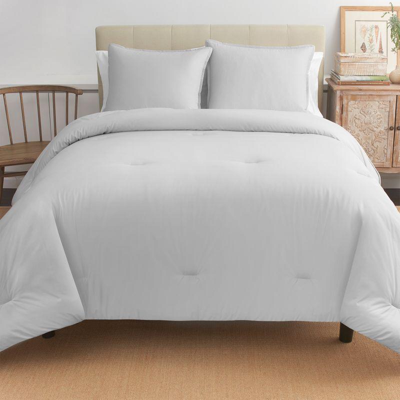 Boutique Living 3pc Full/Queen Reversible Percale Comforter Set Gray: 200 Thread Count, Includes Shams