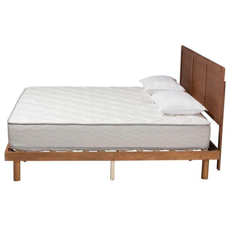 Ash Walnut Finished Wood King Platform Bed with Headboard