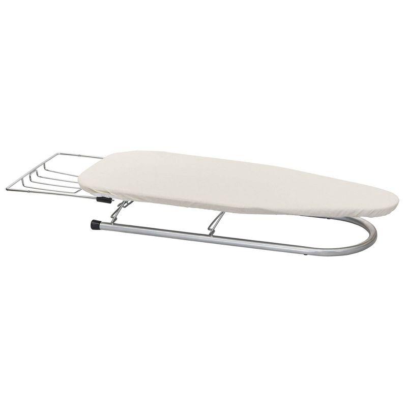 Compact Beige Steel Tabletop Ironing Board with Iron Rest