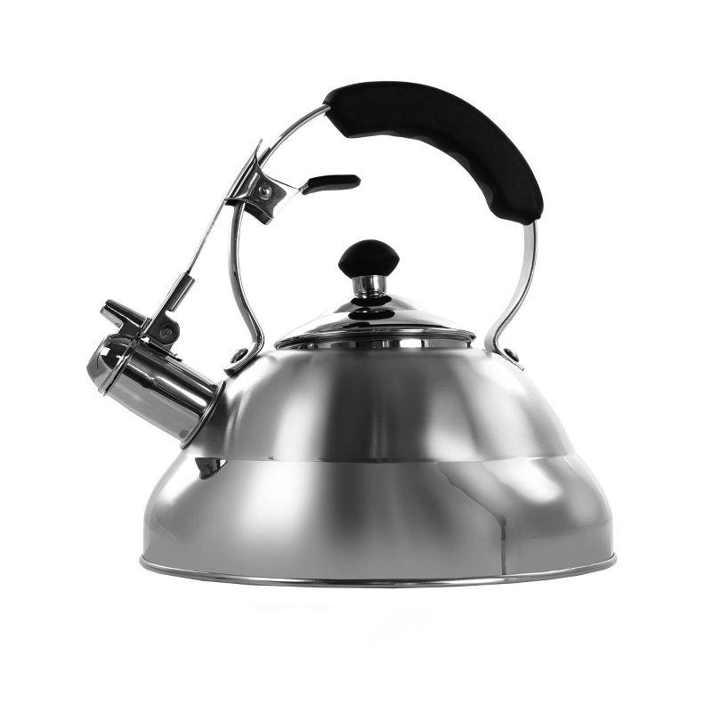 MegaChef 2.7L Brushed Silver Stainless Steel Whistling Kettle