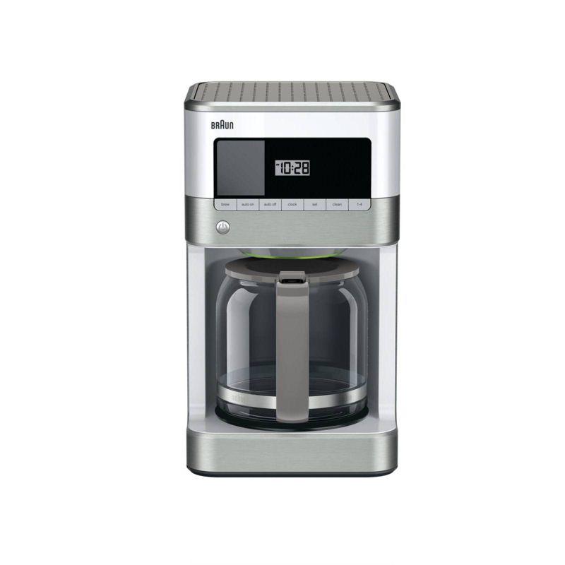 Braun BrewSense 12-cup Drip Coffee Maker - KF6050WH - Stainless Steel/White: Automatic Shut-Off, Glass Carafe, 1000W
