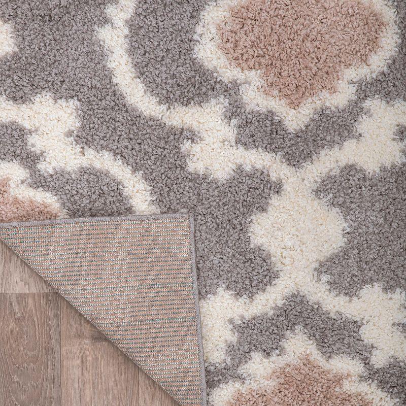 World Rug Gallery Cozy Moroccan Trellis Shag Area Rug - Gray 2' x 7'