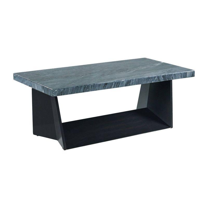 Ebony Rectangular Coffee Table with Dark Marble Top