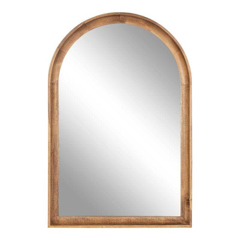 Rustic Brown Arched Wood Wall Mirror for Bathroom Vanity