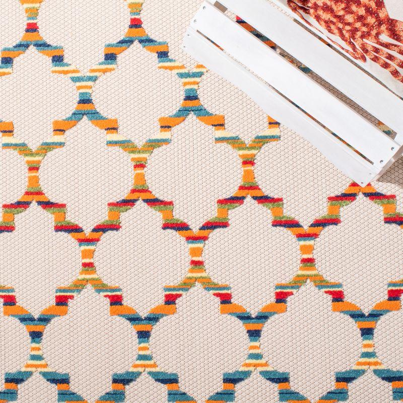 Cabana CBN333 Power Loomed UV Resistant Indoor/Outdoor Area Rug - Ivory/Orange - 4'5"x6'5" - Safavieh
