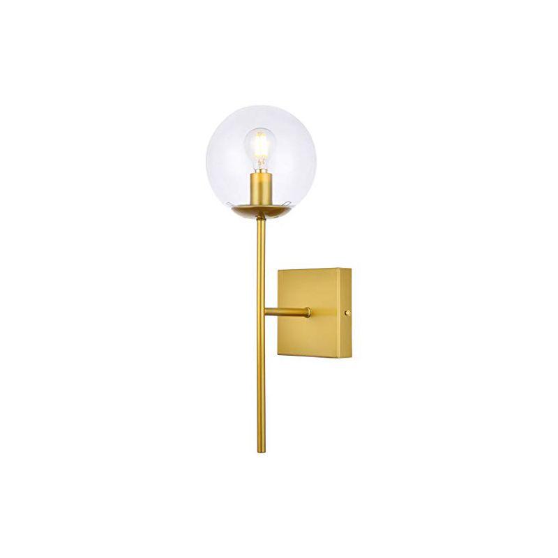 Elegant Lighting Neri 1 light brass and clear glass wall sconce