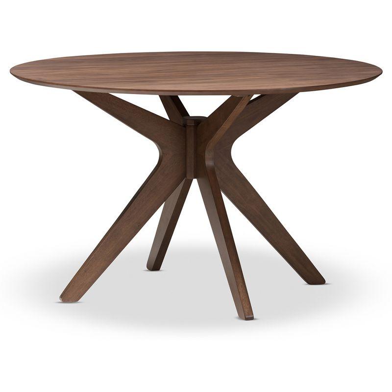 Baxton Studio Monte Mid-Century Modern Wood Finish 47" Round Dining Table Walnut Brown: Hardwood, Seats 4