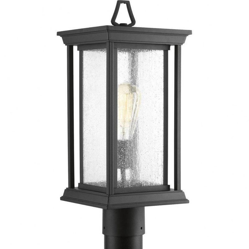 Progress Lighting, Endicott, 1-Light, Post Lantern, Textured Black, Linen Glass Shade