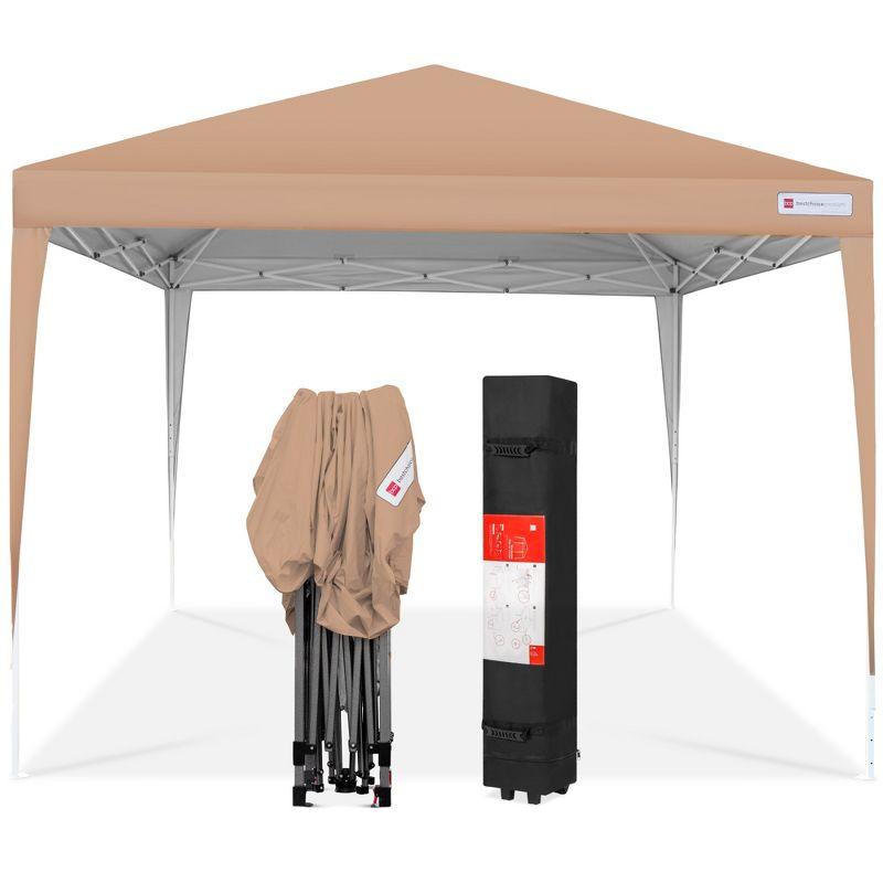 Tan 10x10ft Portable Pop-Up Canopy Tent with Carrying Bag