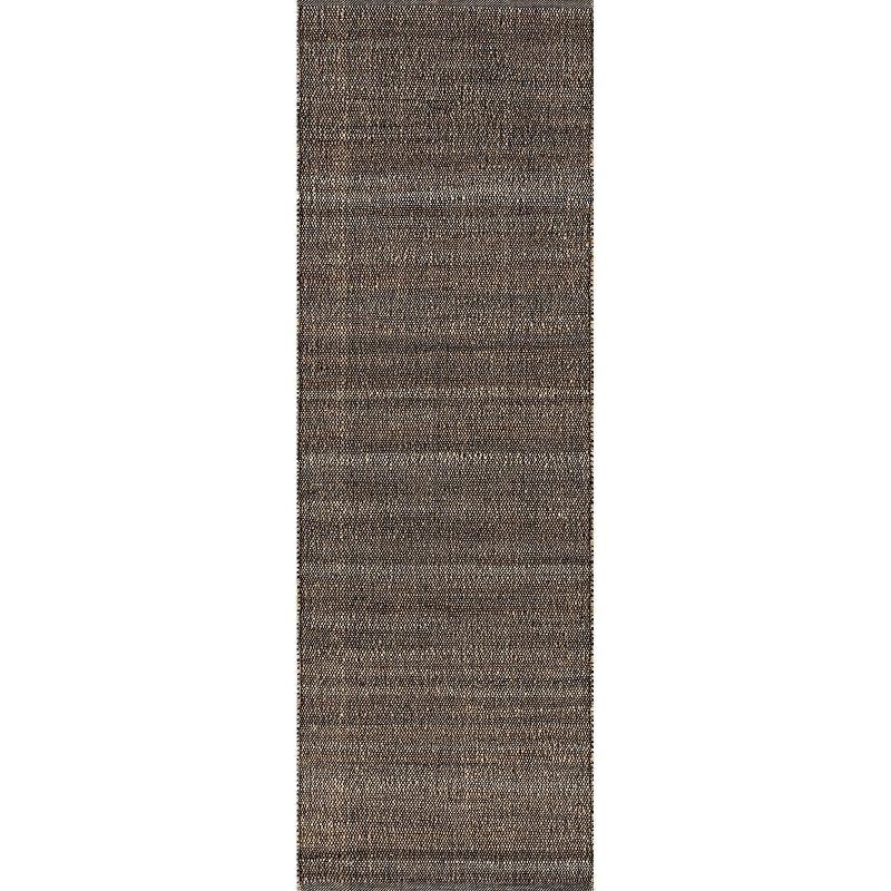 Nuloom 2x8 Elfriede Jute & Cotton Hand Woven Indoor Area Rug, Charcoal, Solid Rustic Farmhouse Style Natural Fiber Bedroom, Living Room,