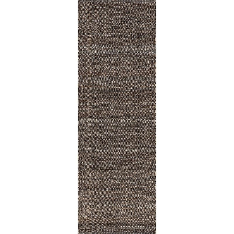 Handmade Charcoal Cotton Jute Blend Runner Rug