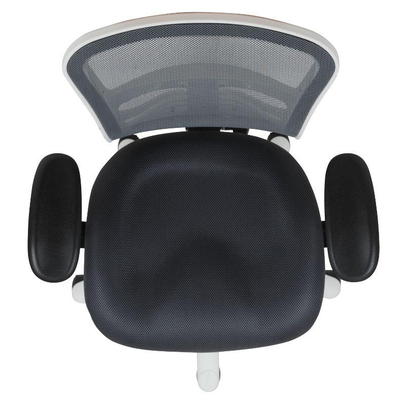 Flash Furniture Mid-Back Dark Gray Mesh Multifunction Executive Swivel Ergonomic Office Chair with Adjustable Arms and White Frame