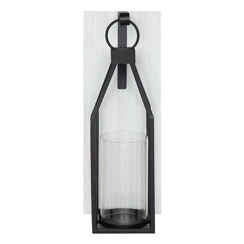 Kate and Laurel Oakly Rectangle Wood Wall Sconce, 7x18, White