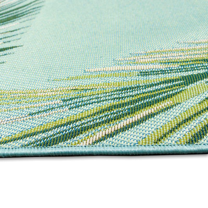 Liora Manne Marina Palm Border Indoor/Outdoor Rug Aqua 1'11" x 7'6"