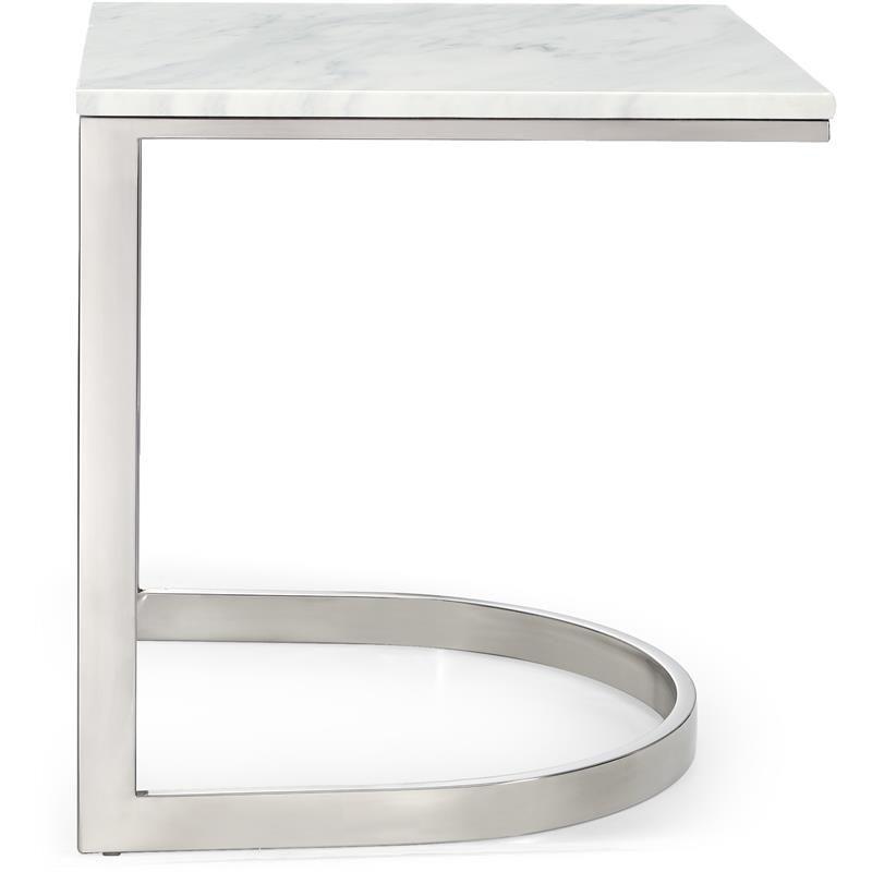 Meridian Furniture Copley Contemporary Stone End Table in Chrome