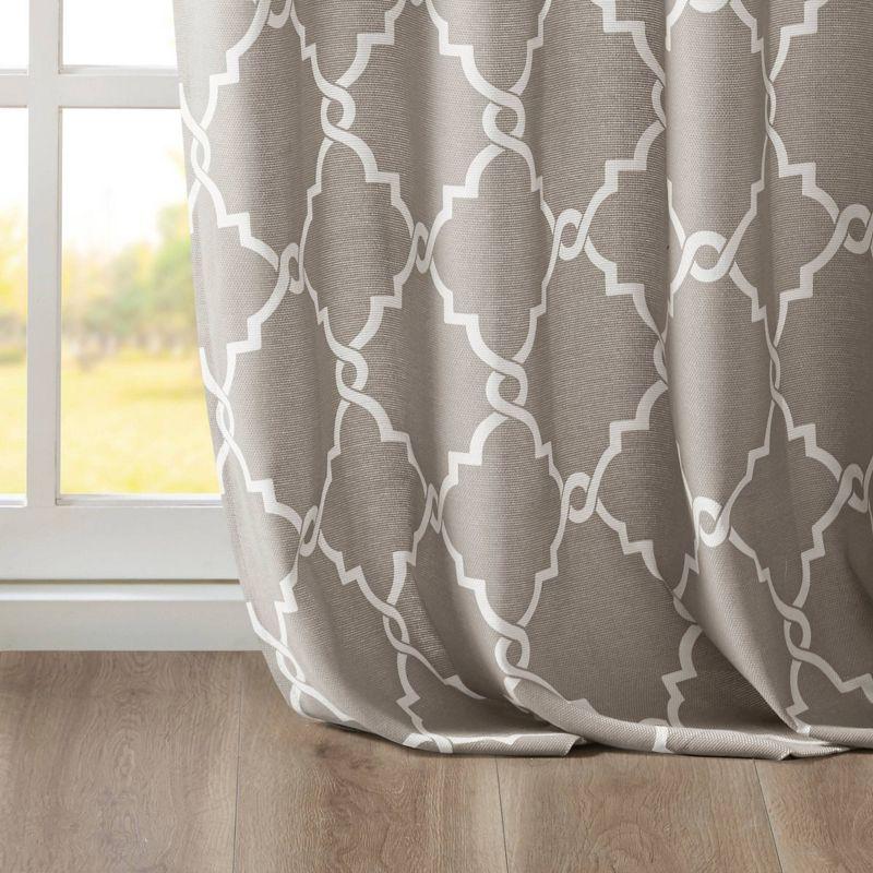 Fretwork Print Grommet Top Window Curtain Panel