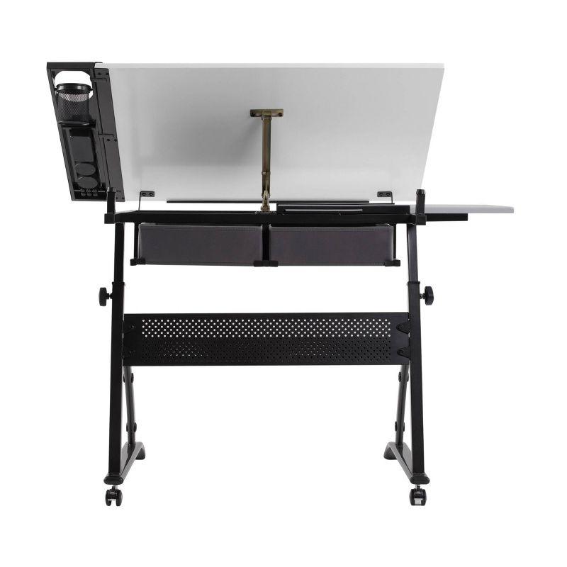 Core Drawing Table & Stool Set, Adjustable Art Desk with Storage, Charcoal Black/White - Studio Designs: Laminate Surface, Metal Frame