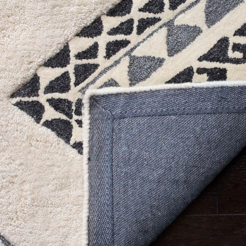 Ivory and Gray Hand-Tufted Wool Shag Area Rug