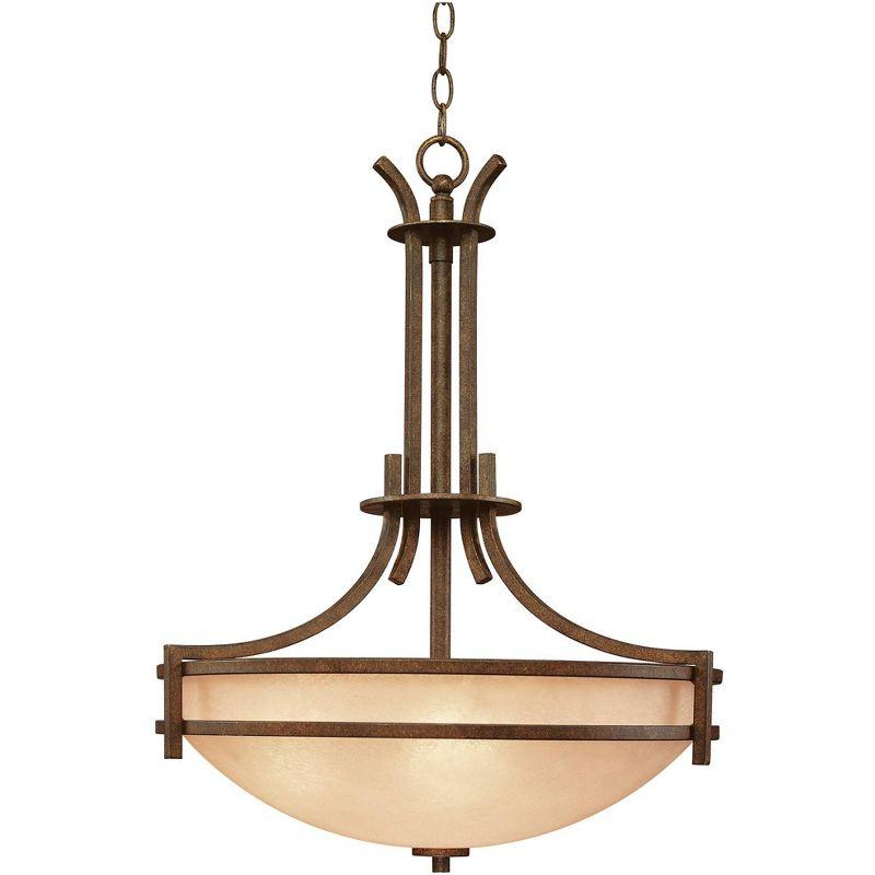 Rustic Bronze 24" Pendant Chandelier with Cream Glass Shade