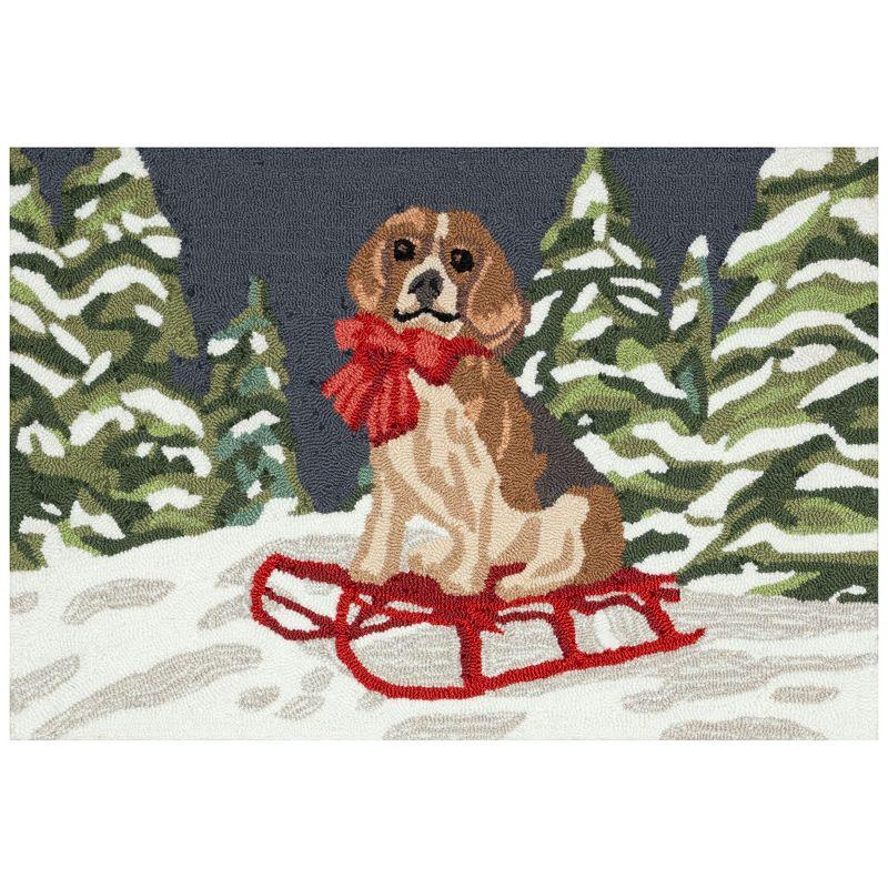 Liora Manne Frontporch Winter Sled Dog Indoor/Outdoor Area Rug Multi 2' x 3'