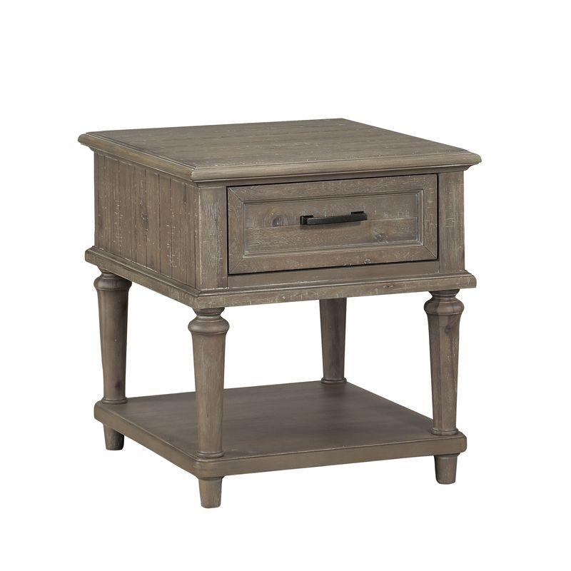 Cardano Wood 1 Drawer End Table in Driftwood Light Brown - Lexicon