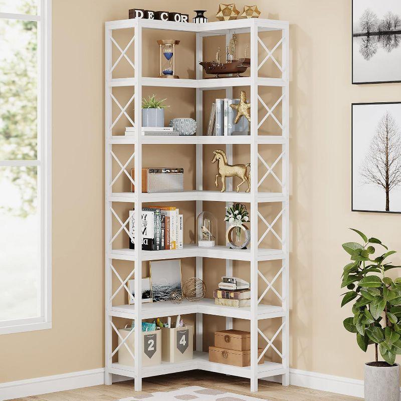 Hommoo 7-Tier Tall Corner Bookshelf