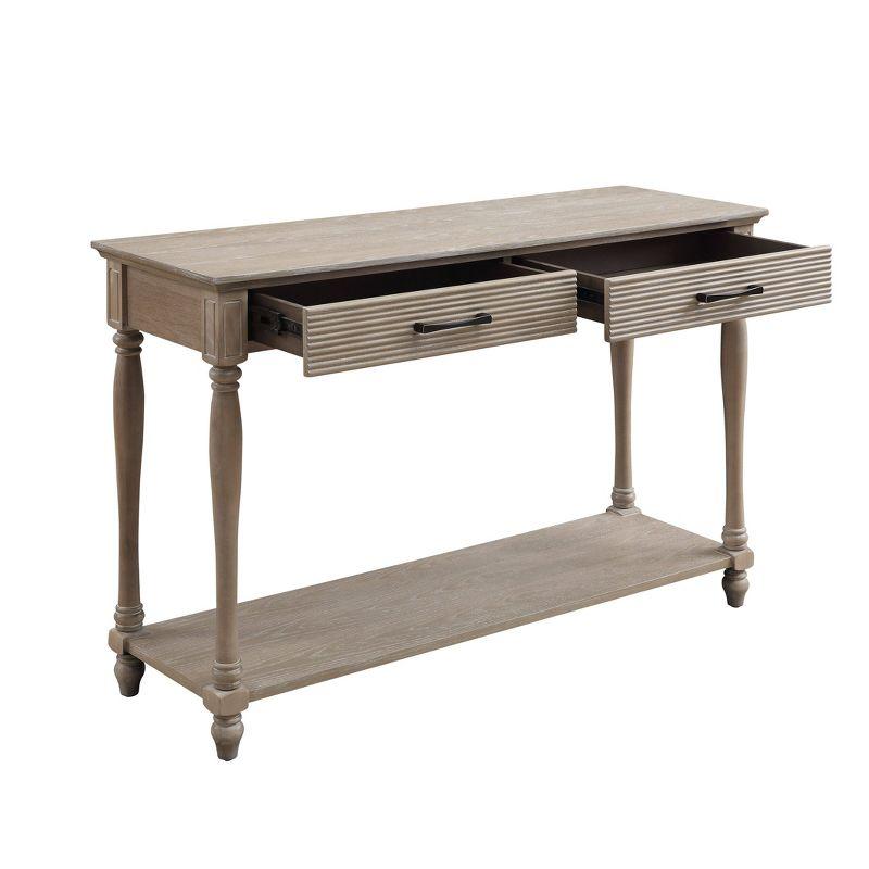 Acme Furniture Ariolo Sofa Table Antique White: Rectangular Entryway Table with Drawer, Wood Frame & MDF Top