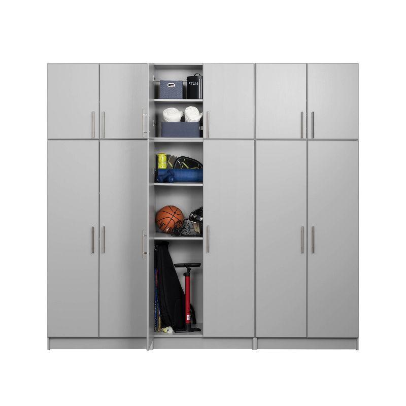 Prepac 96" Elite with 6 Storage Cabinet Set Light Gray: Laminated Wood Composite, 30 Shelves, 10 Doors