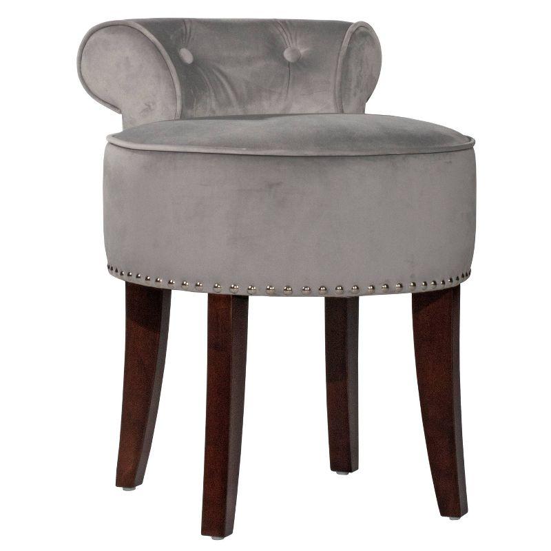 22.5" Lena Wood and Upholstered Vanity Stool Gray - Hillsdale Furniture