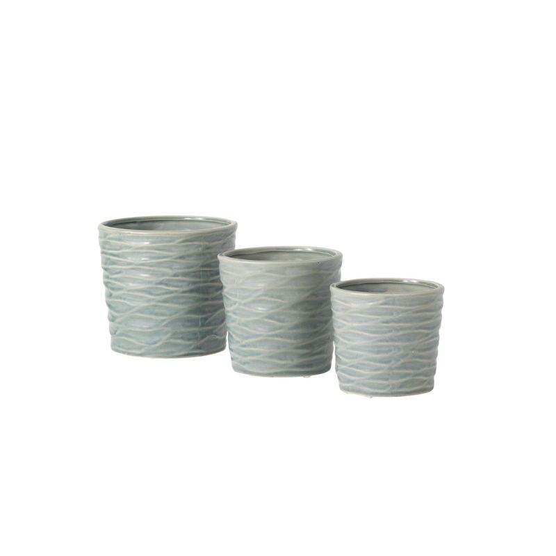 Sullivans Set of 3 Ceramic Planter Vases 6"H, 4.5"H & 5.25"H Blue