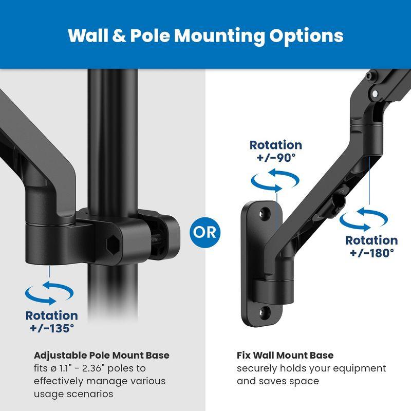 Mount-It! Keyboard Tray for Wall or Pole Mounting, Keyboard Mount with Spring Arm, Full Motion Arm for Easy Adjustments w/ Tilt, Swivel and Extension