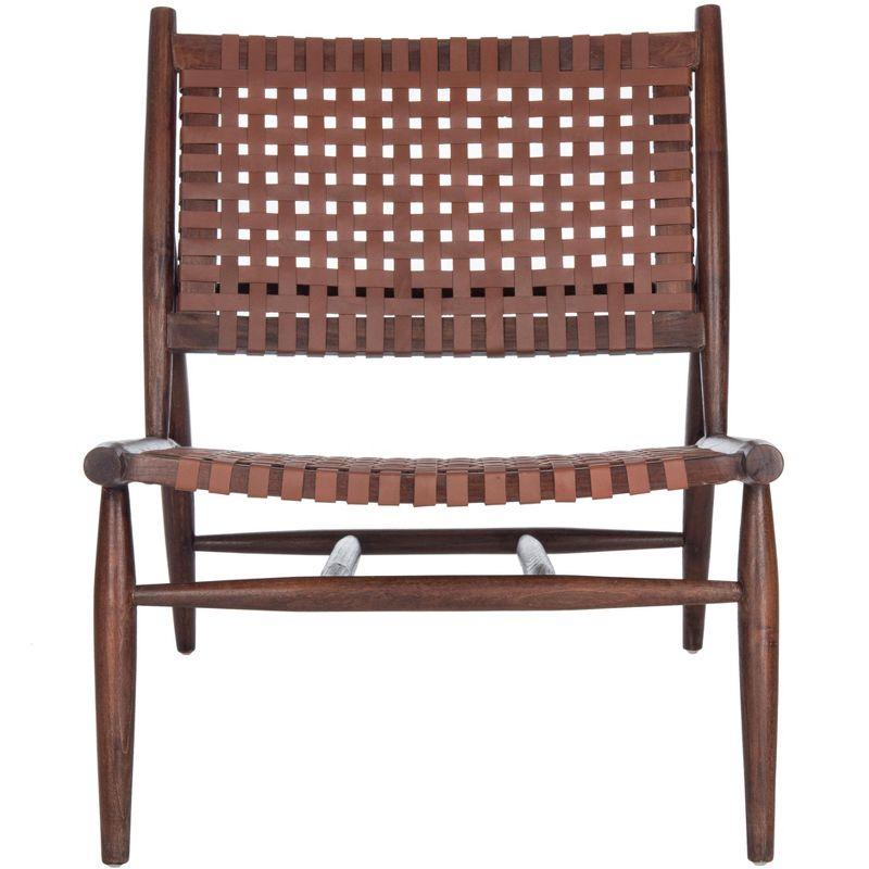 Soleil Leather Woven Accent Chair  - Safavieh