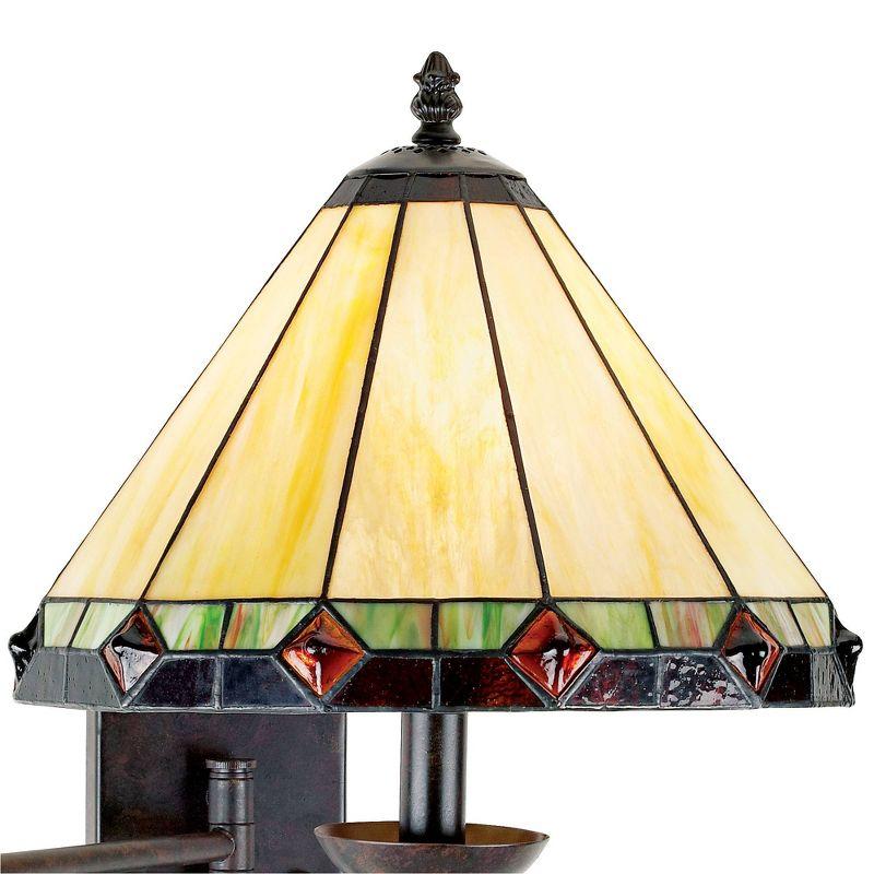 Robert Louis Tiffany Vintage Rustic Swing Arm Wall Lamp Bronze Plug-in Light Fixture Stained Glass for Bedroom Bedside Living Room Reading Home House
