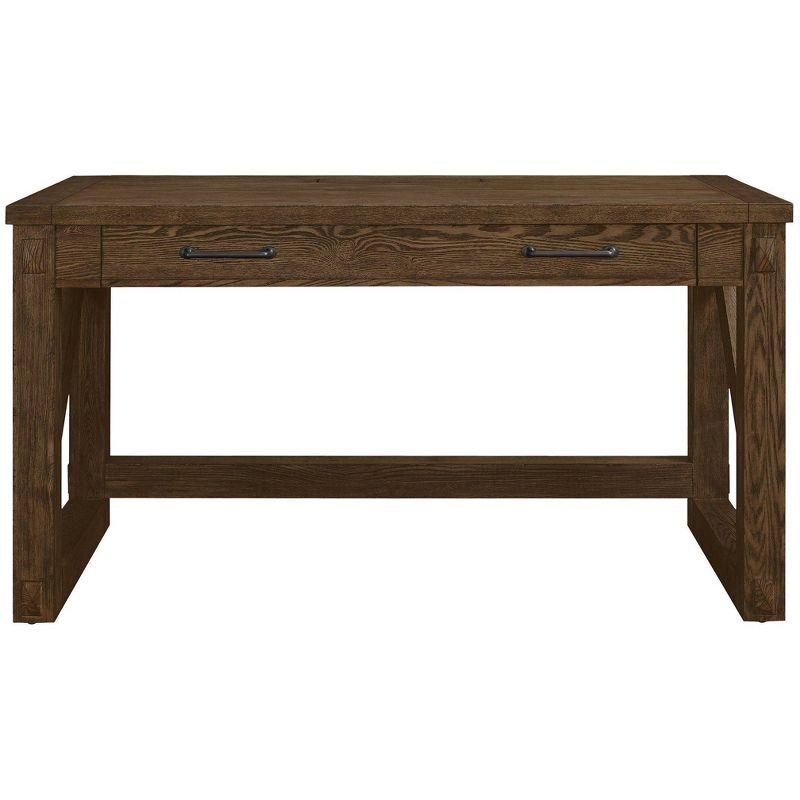 Avondale Rustic Writing Desk Brown - Martin Furniture: Oak Finish, Timber Legs, Metal Hardware, 58" Width