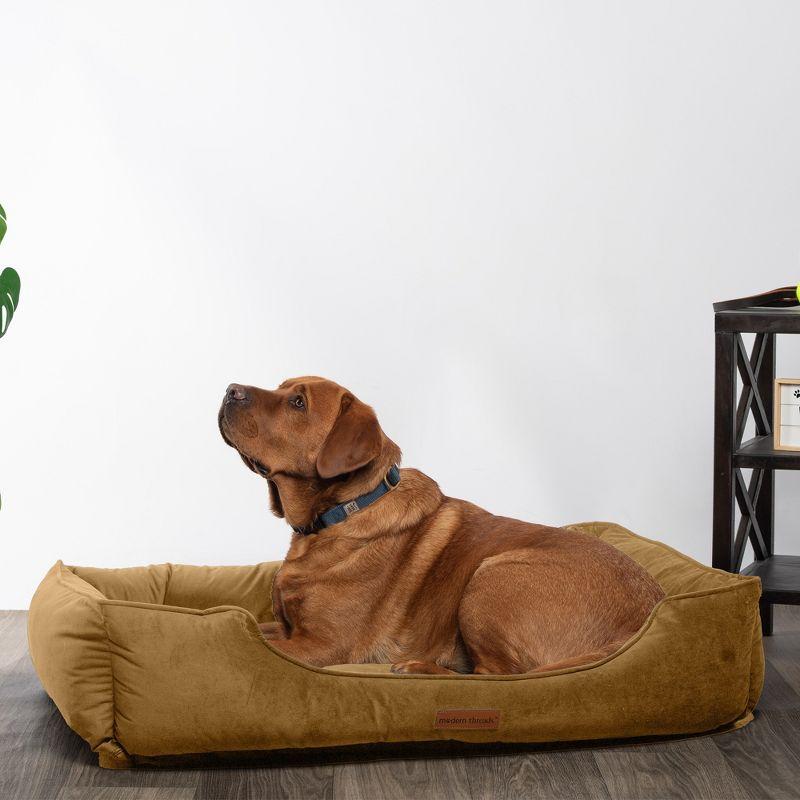 Modern Threads Medium Luxury Velvet Tufted-Style Dog Bed, Caramel
