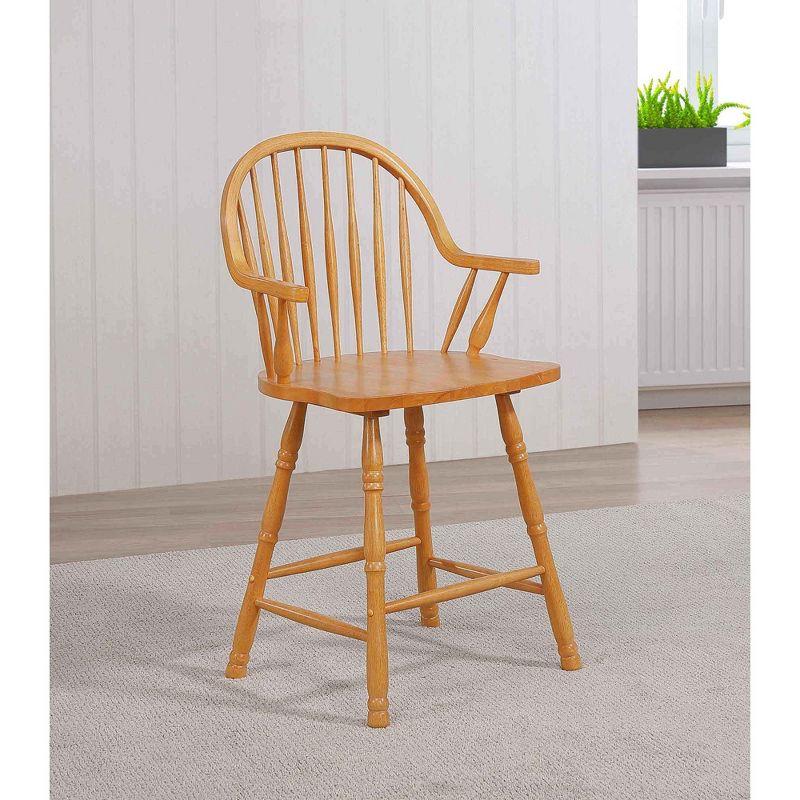 Besthom Oak Selections 41 in. Distressed Light Oak High Curved Back Wood Frame 24 in. Bar Stool (Set of 2)