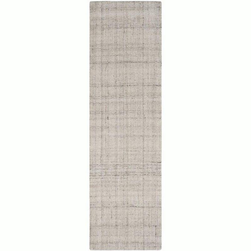 Light Grey Abstract Handmade Wool Runner Rug