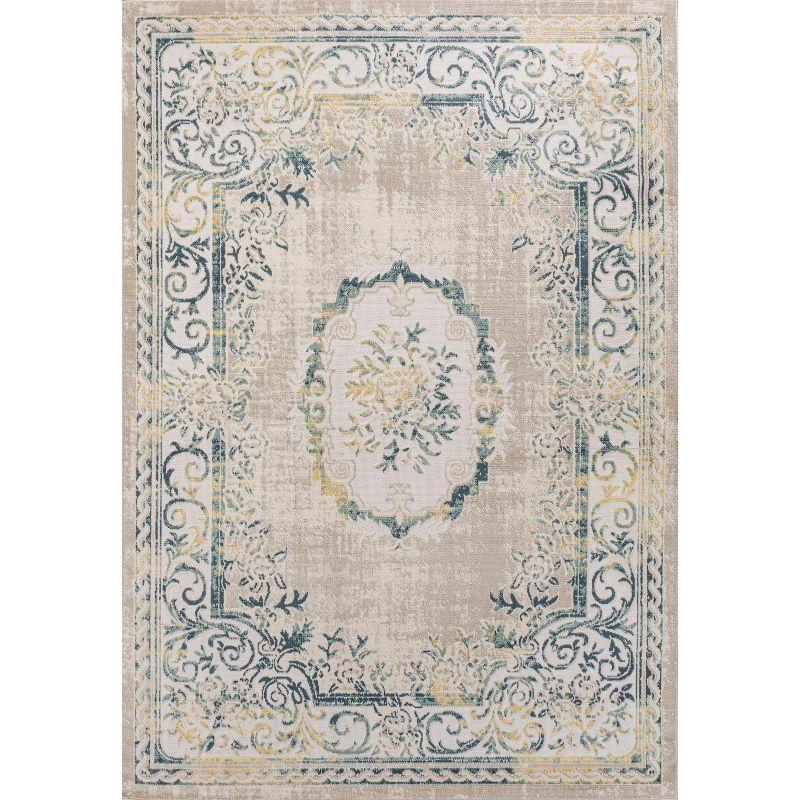 JONATHAN Y Rosalia Cottage Medallion Navy/Ivory 3 ft. x 5 ft. Area Rug