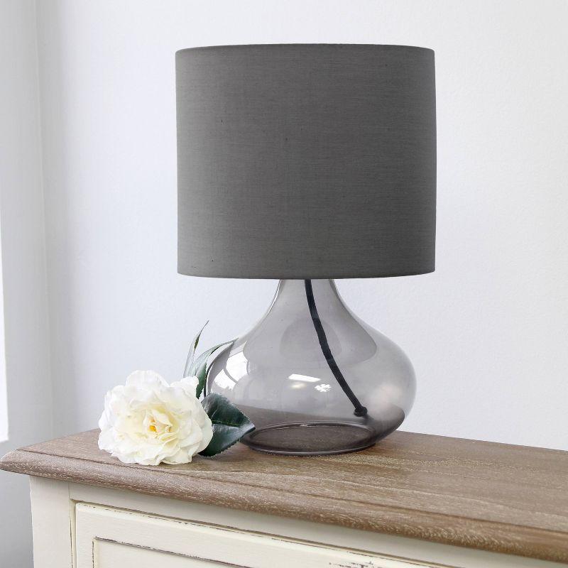 Glass Raindrop Table Lamp with Fabric Shade Gray - Simple Designs: Modern Accent for Bedroom, Office