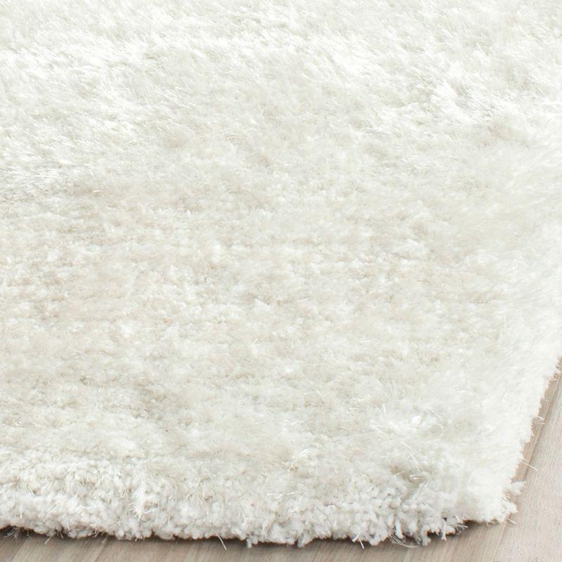 Coastal Snow White Hand-Tufted Shag Square Rug, 6'x6'