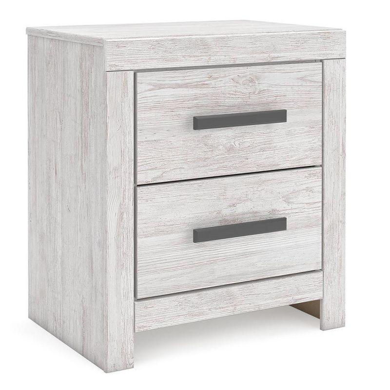 Whitewash Transitional 2-Drawer Nightstand