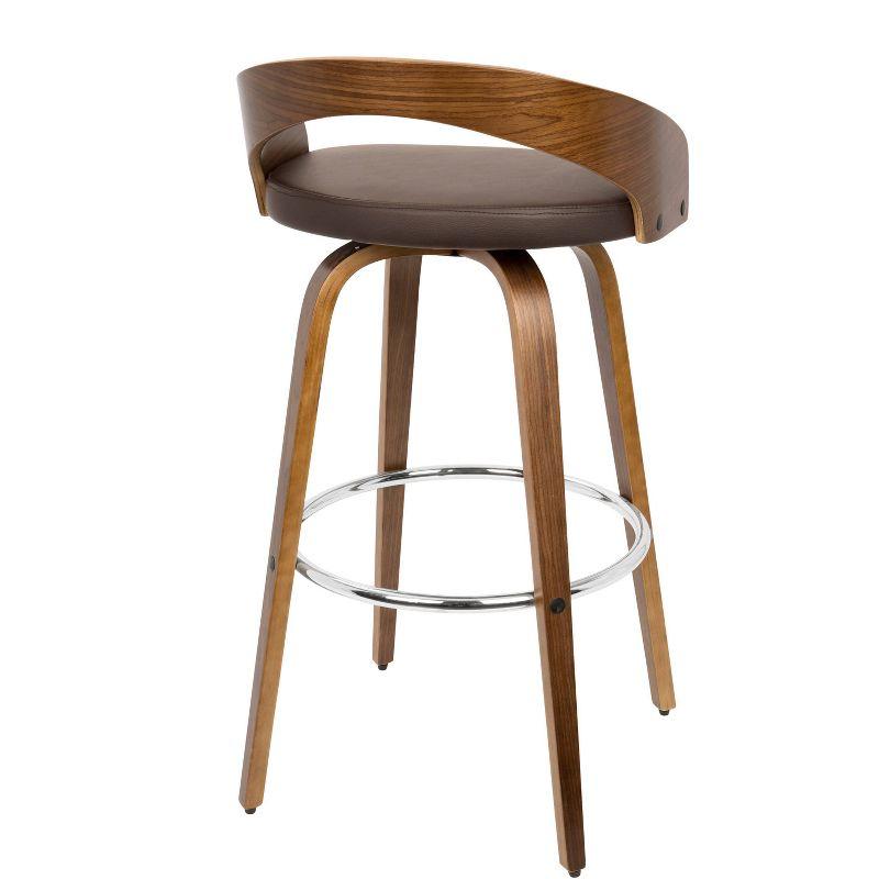 Mid-Century Modern Swivel Barstool in Dark Brown Wood, Set of 2