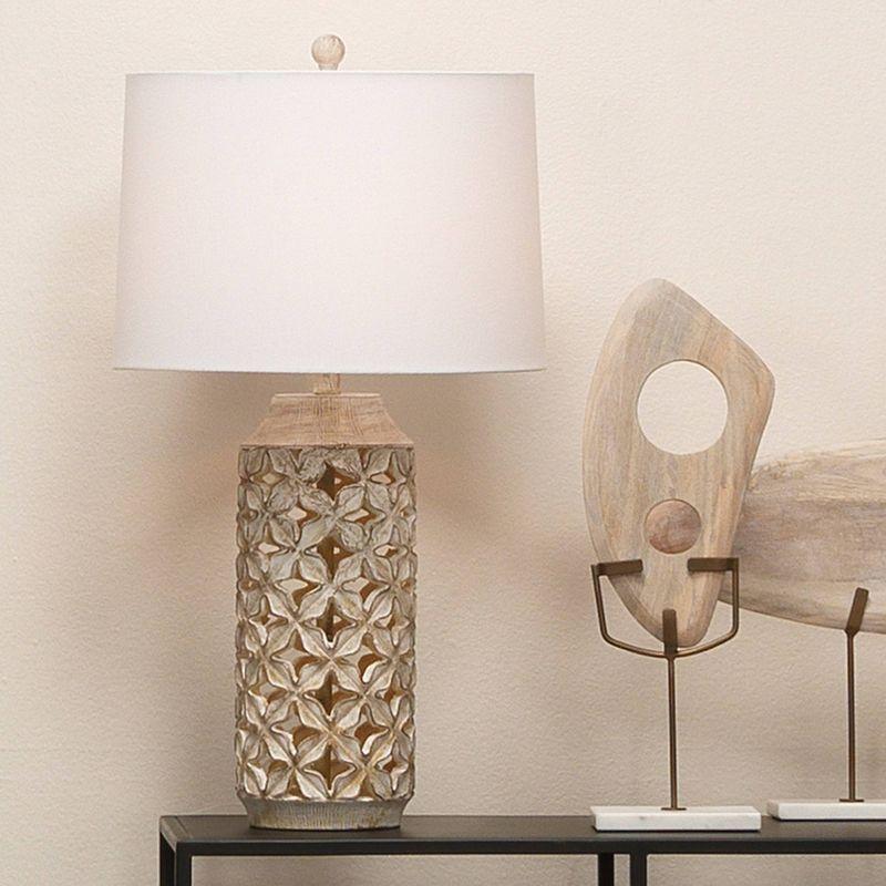 Flora Table Lamp White - Splendor Home: Resin Base, Linen Cone Shade, 3-Way Light, UL Listed